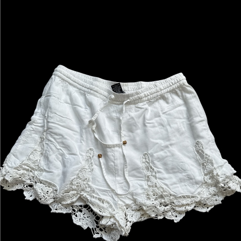 Chelsea & Theodore White Lace High Waist Shorts